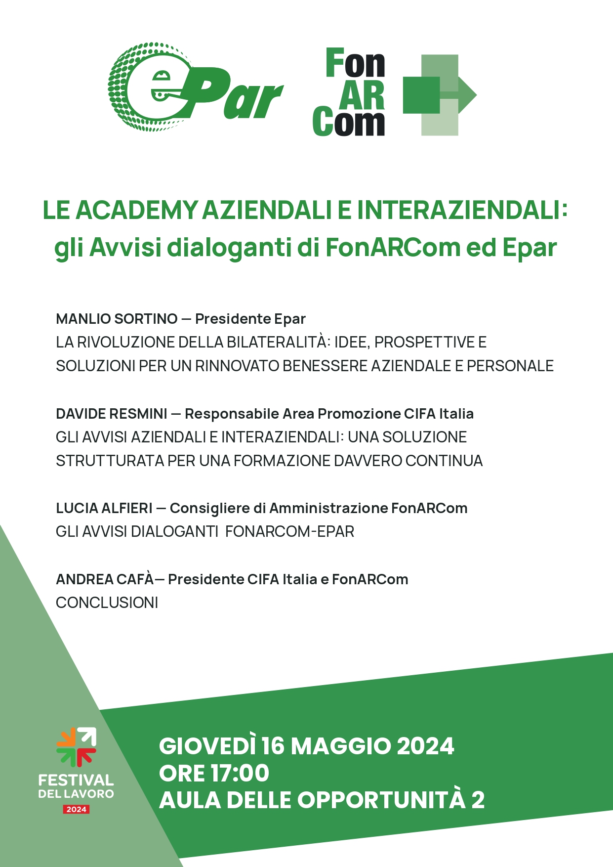 Evento Academy aziendali festival del lavoro 2024 locandina